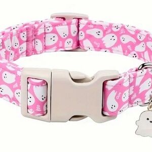 Ghost Pattern Pink Cat Collar
